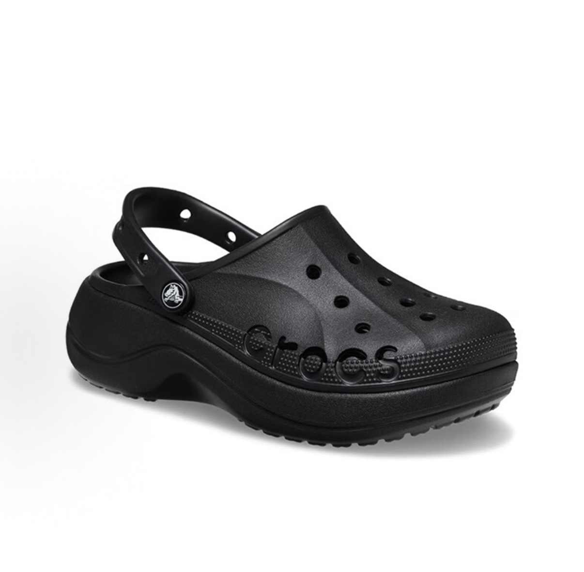 Black platform clog front view