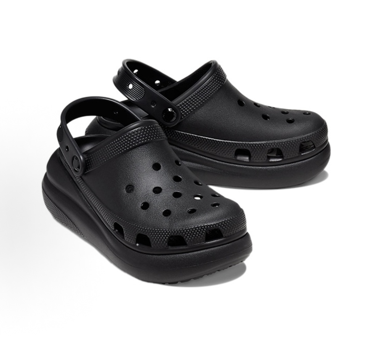 Black platform clog pair
