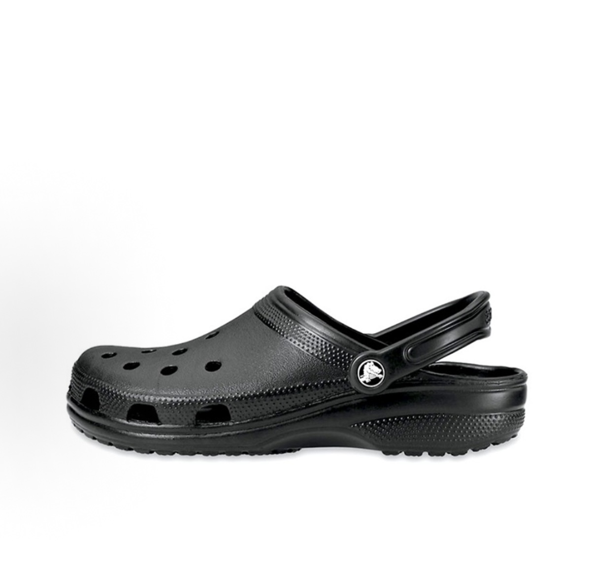 Black classic clog shoe side view