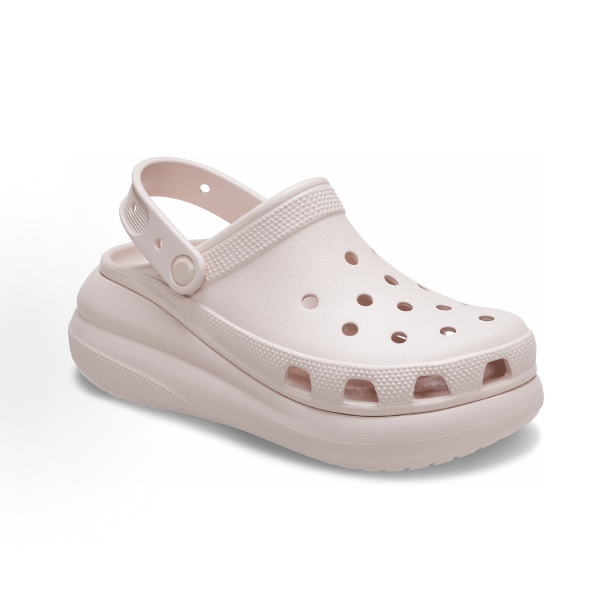 Pink platform clog shoes pair